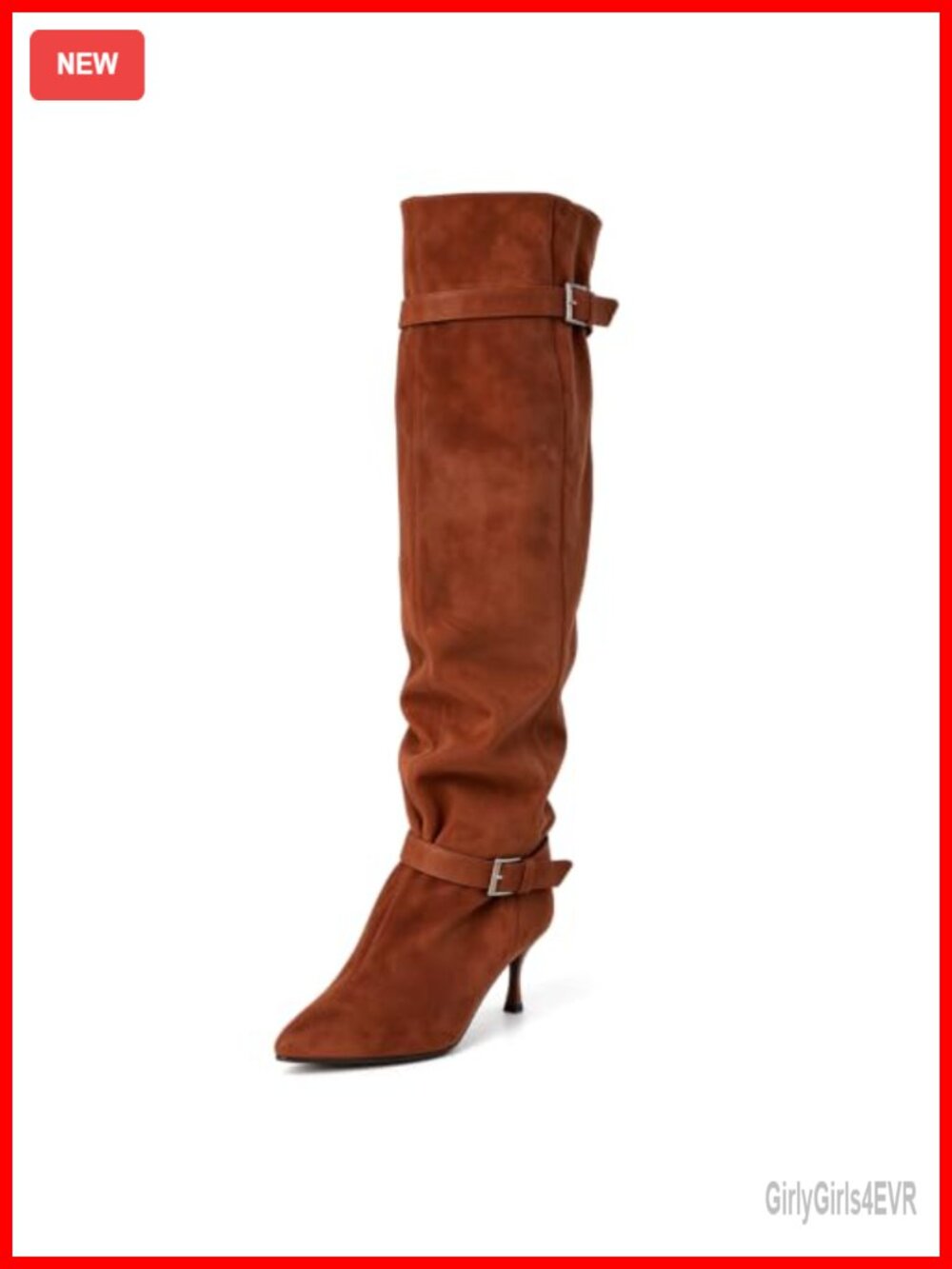 Faux Suede Slouchy Over the Knee Boots Kitten Heel Wide Calf Pull-On